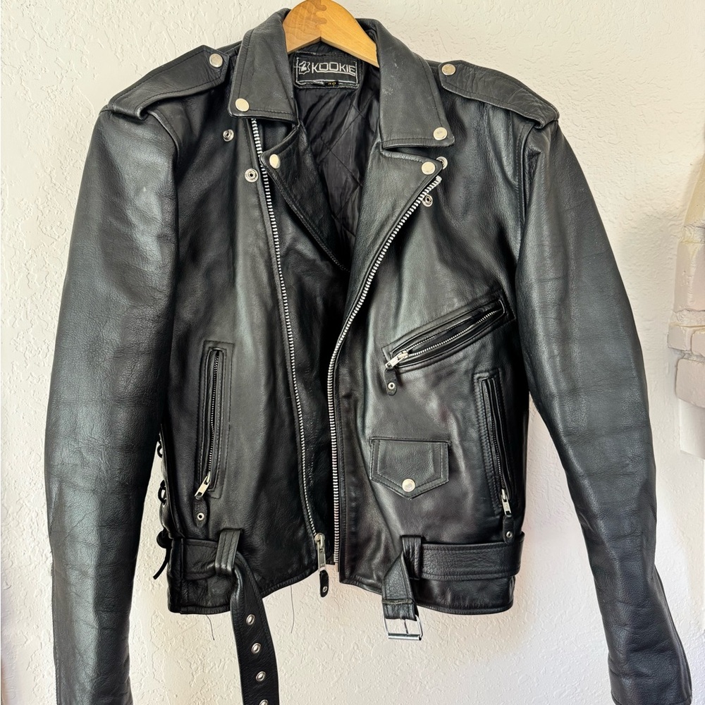 Black Leather Moto Biker Jacket